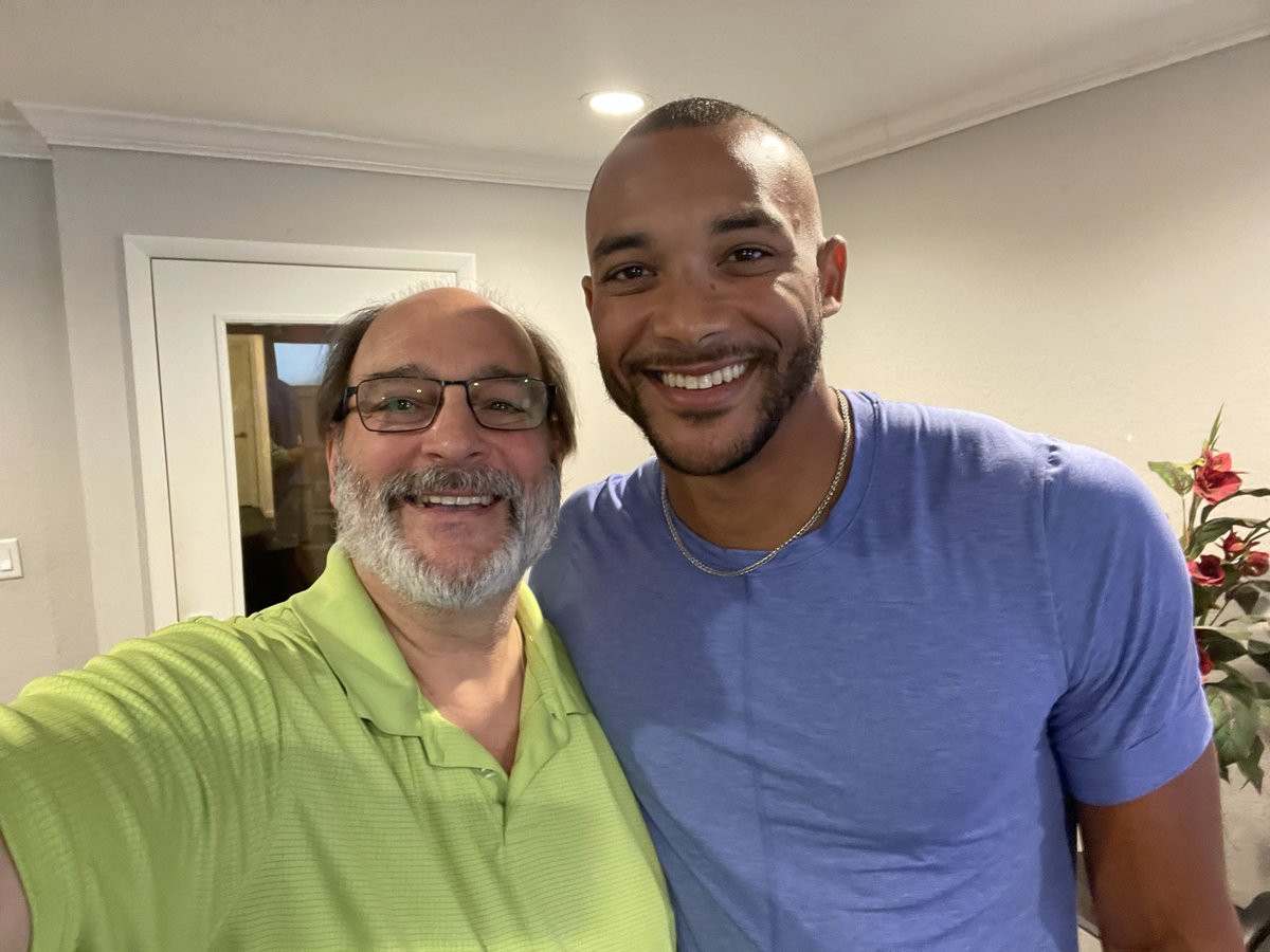 NFurris's tweet photo. I knew this fine young man when he was a kid playing X-box with my son at my home. Now..our United States Decathlete! @Gscant27, so good to see you and I’m proud of you! Bring back gold from Paris! #olympian #decathlon #usa #proud #Paris2024 https://t.co/EH9XeunVLR