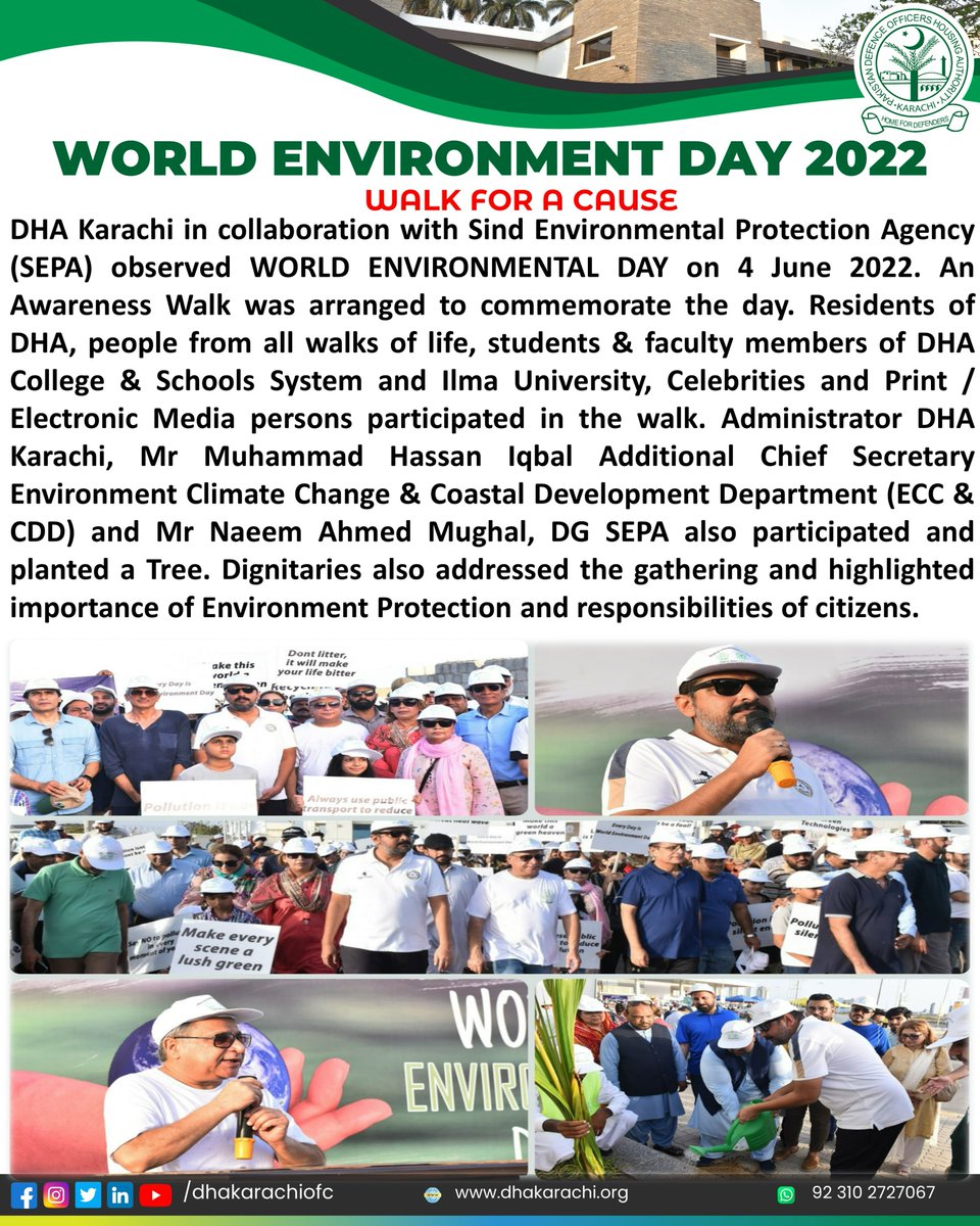 DHAKarachiOfc's tweet photo. #WorldEnvironmentDay2022
#environment
#WorldEnvironmentDay
#SEPA
#DHAKarachi
#DHAResidents
#walk
#phase8
#abdulsattaredhiavenue
#developmentdirectorate
#4thJune
#DHACSS https://t.co/cFtRudISgi