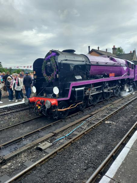 EverythingEliz's tweet photo. Sorry for the lack of posts today! 

Our admins have been out and about on the Severn Valley Railway (@svrofficialsite) riding a different type of #PurpleTrain! 

34027 Taw Valley renamed to "Elizabeth II" for the #QueensJubilee 💜🚆 https://t.co/zdVbilSPOl