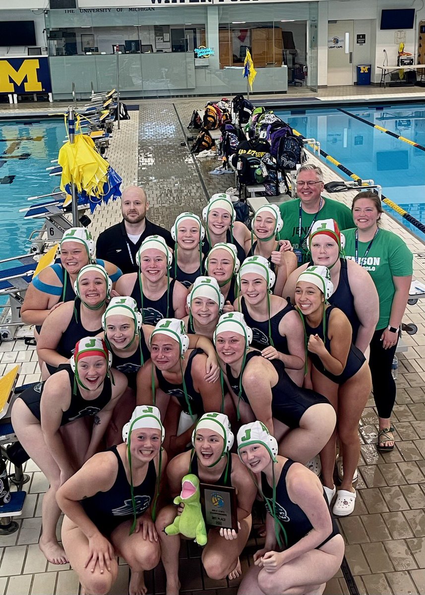 Congratulations to the Jenison girls water polo team on their victory over Grandville. This win earned them a 3rd place finish in the state.