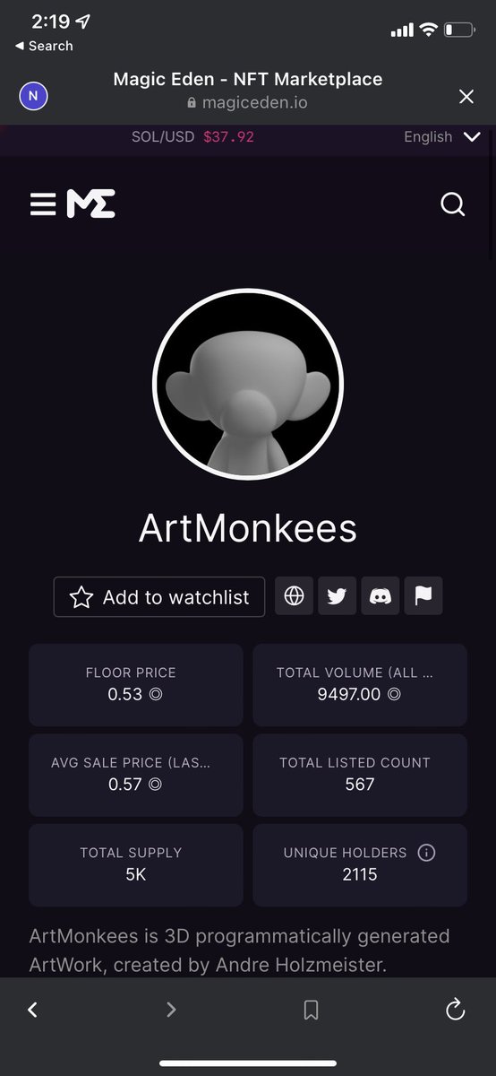 7Baseabll's tweet photo. I mean @artmonkees fp went from .3 to .53 in 24 hours and super thin up past 1. Along with staking today🔥 should see a big jump soon👀👀 #sol #Solana #SOL #nft #NFTs #NFTCommunity https://t.co/pdCCq0lrFJ