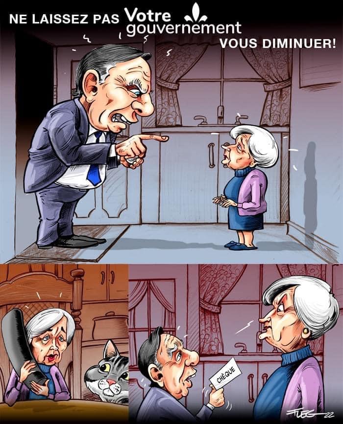 Ne laissez pas Legault acheter votre vote avec un deuxième chèque de $500 alors qu’il se croise les bras et refuse de suspendre les taxes sur l’essence. 

Le 3 octobre, on vote pour le Parti conservateur du Québec, un parti qui va réellement alléger votre fardeau fiscal.