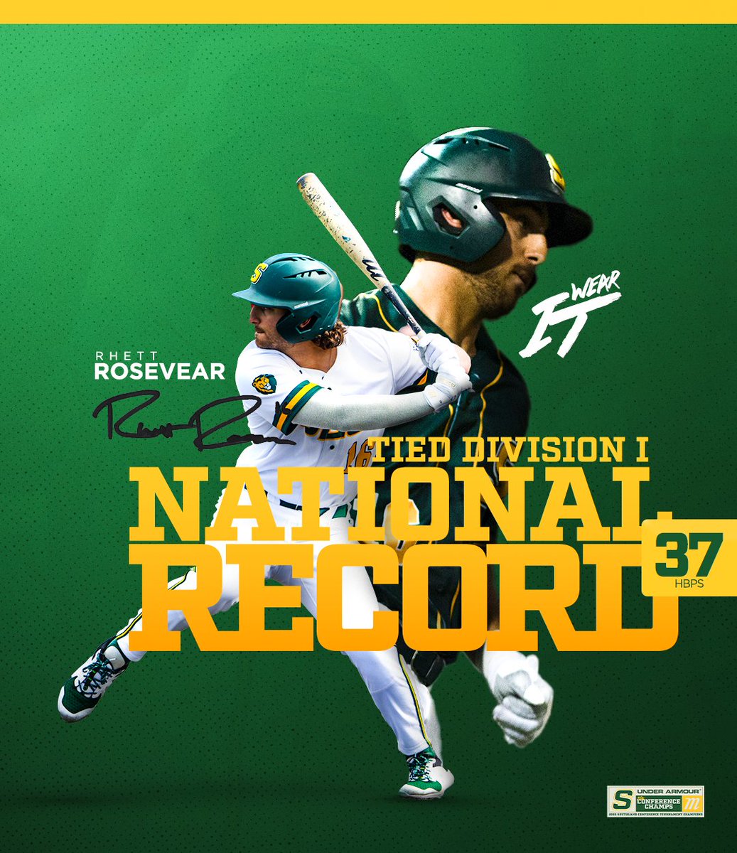 LionUpBaseball's tweet photo. Congratulations to @LionUpBaseball sophomore second baseman Rhett Rosevear for tying the single-season Division I national record for HBP
#LionUp | #WearIt | #GATA | #TEAM https://t.co/TkUtGed8iL