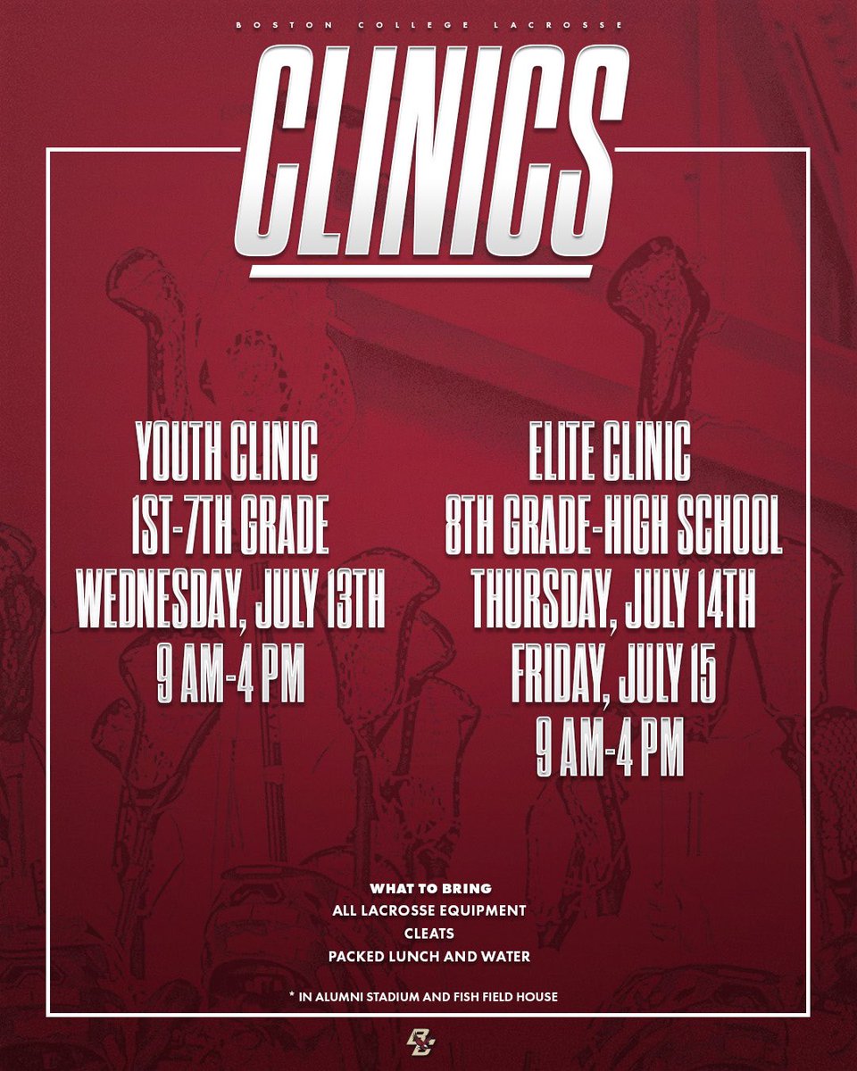 Spots are still available, but they’re limited! Click below for more info on our summer clinics. Learn from the best! 

➡️ bit.ly/3kGK5Gs

#ForBoston🦅