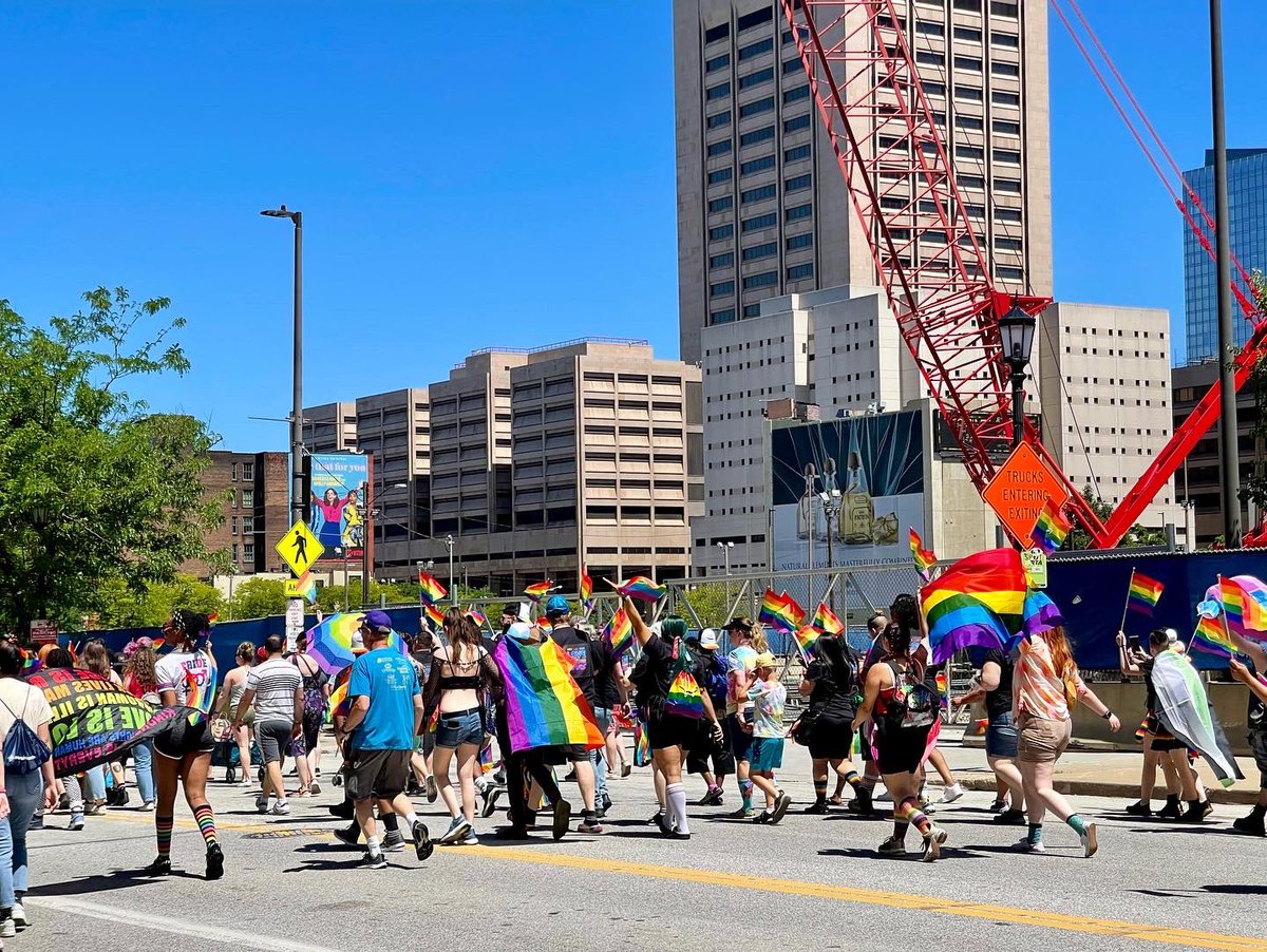 WarehouseCLE's tweet photo. Happy #pride! We loved seeing today’s Pride March go through the District on W6th. Enjoy the day, CLE! 🎉 https://t.co/5q5ok0Z6Yw
