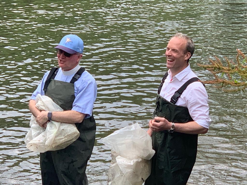 DominicRaab's tweet photo. Jubilee celebrations continued in Cobham today - from antique cars to wall climbing, and culminating in the annual duck race down the River Mole. Thanks to all those involved, especially ⁦@CobhamHeritage⁩. Fantastic to see the community come together. #platinumjubilee https://t.co/3BmfBjmpSj