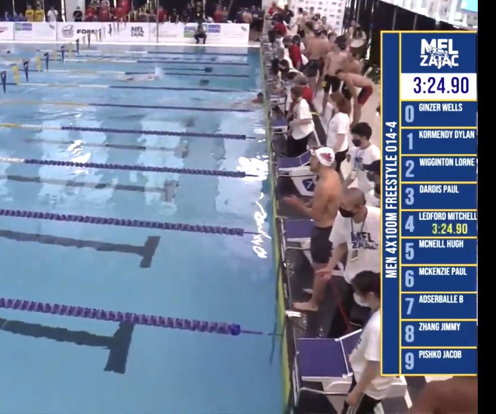 Look who brought home the victory for team USA mens 4x100 free relay 😎🇺🇸💯🙌🏻🙌🏻 great fly and free finals Mitchell  ! @tcsc so proud! 💛🖤