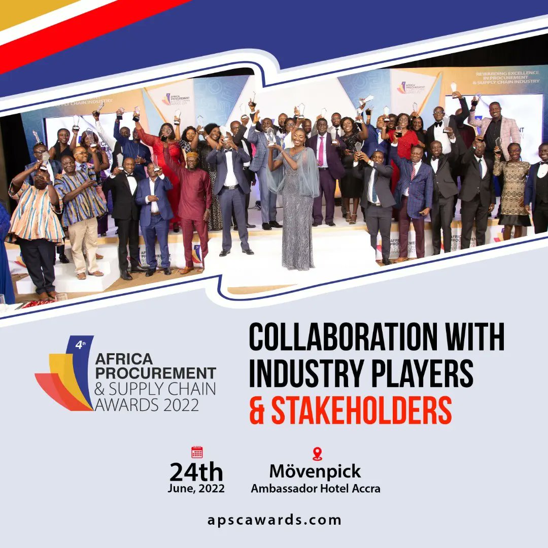 Naphtal's tweet photo. The 4th Africa Procurement & Supply Chain Awards 2022 comes off at the Movenpick Ambassadors Hotel in Accra @movenpick_accra on the 24th of June, 2022.
This event is powered by @InstinctWaveGRP
#APSCA22
#Procurement
#InstinctWave https://t.co/eKz92quSR4