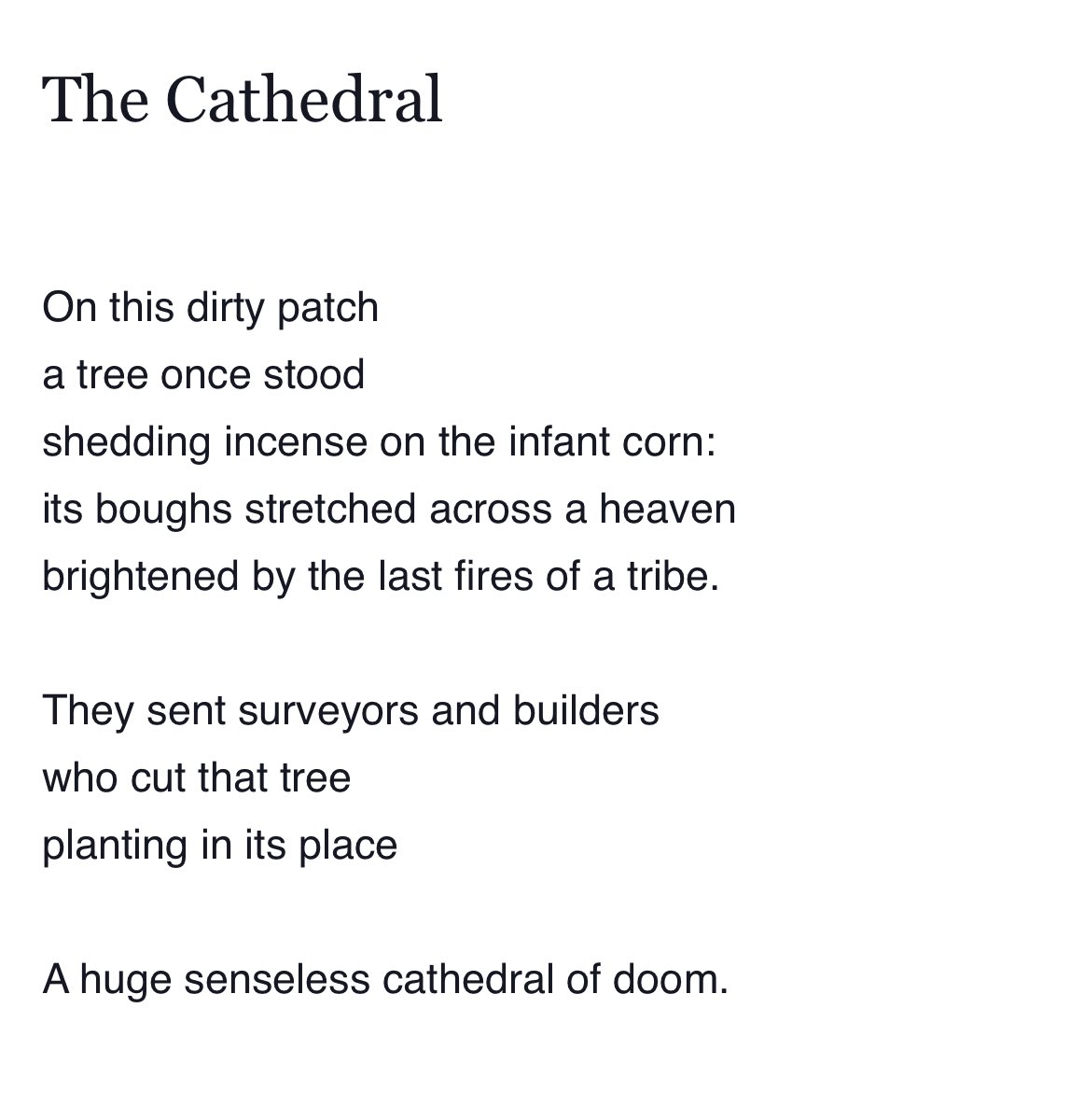 lydiaforson's tweet photo. The Cathedral 

A poem by Prof. Kofi Awoonor https://t.co/llD4rGgmBg