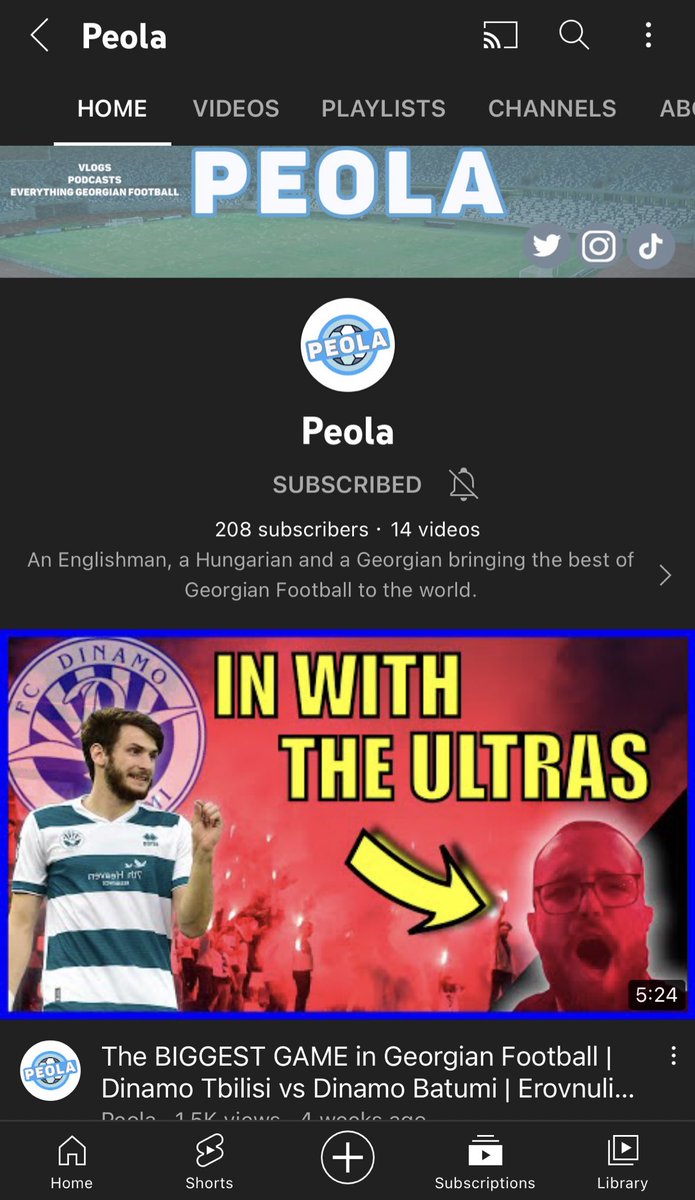 🚨Another milestone has been reached as <a href="/peolafc/">Peola</a> surpassed 200 subscribers on YouTube today!⚽️🥳

Thanks for the support!❤️🇬🇪

🔗 For those who haven’t subscribed to us already, here’s a cheeky link to the channel: youtube.com/c/Peolafc