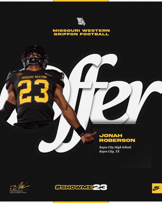 JonahRoberson6's tweet photo. After a great conversation with @Coach5000Watts I’m blessed to receive an 🅾️ffer from Missouri Western State University!! ⚫️🟡@MWSU_Football @RC_Bulldogs @CoachSOliver @TeamGrind @CoachWillie #AGTG https://t.co/7RignYIu6U
