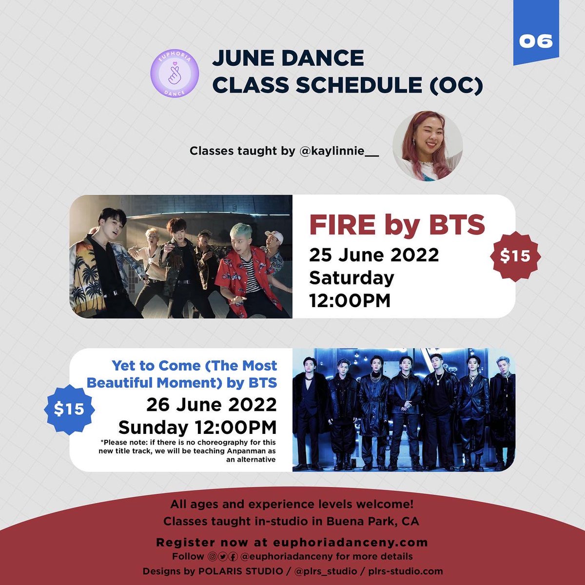 EuphoriaDanceNY's tweet photo. June Classes are here and sign-ups are open! π itβs comeback season & we have a 2 part class for the new song! π
Plus an extra special class for our nyc stays !! β¨
Designs by: @plrs_studio β¨π
#BTS_Proof #btsdanceclass #btsarmy #skz #bts #kpopdanceclass #kpopnyc #kpopCA https://t.co/FI0VKN4YWu