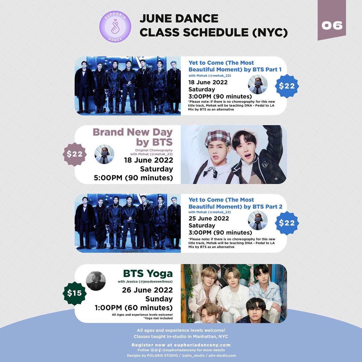 EuphoriaDanceNY's tweet photo. June Classes are here and sign-ups are open! π itβs comeback season & we have a 2 part class for the new song! π
Plus an extra special class for our nyc stays !! β¨
Designs by: @plrs_studio β¨π
#BTS_Proof #btsdanceclass #btsarmy #skz #bts #kpopdanceclass #kpopnyc #kpopCA https://t.co/FI0VKN4YWu