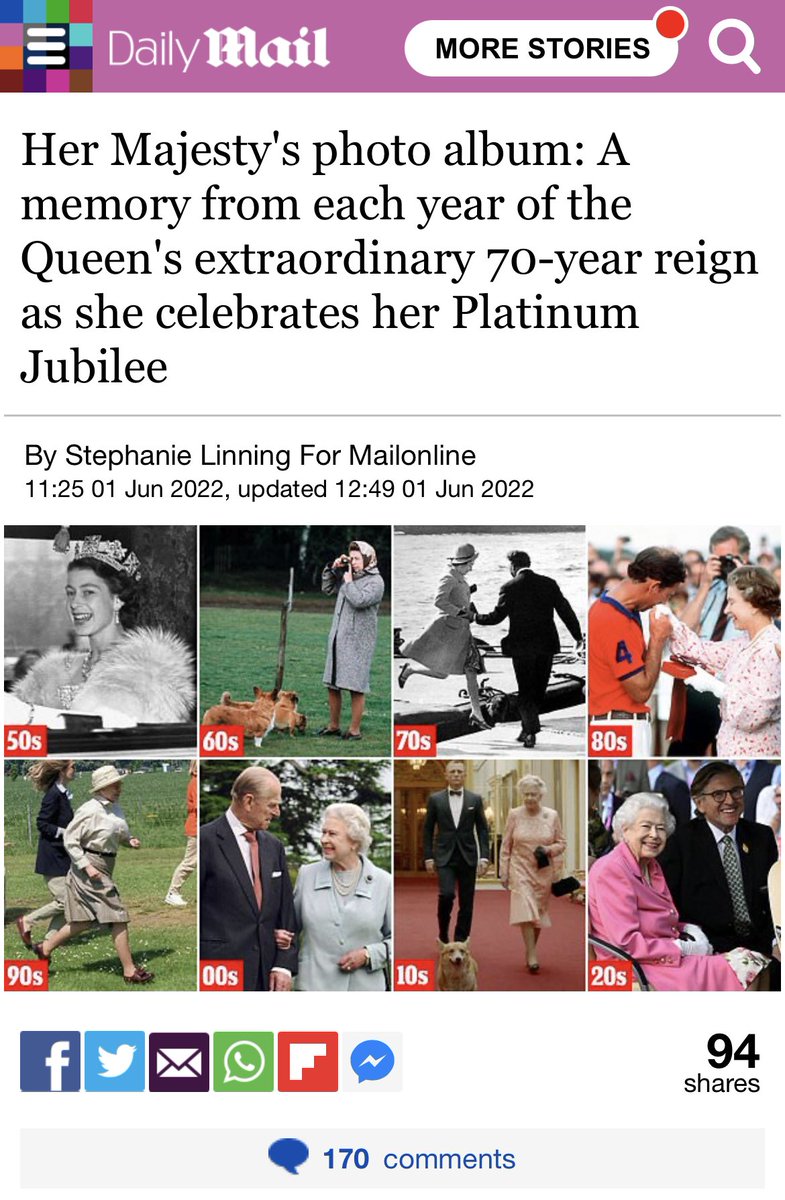 Thank you <a href="/dailymail/">Daily Mail</a> for your photo review of the Queen … every one of the last 70 years and ESPECIALLY for your choice of the decades with 2020’s photo being the #RHS Chelsea Flower Show visit and our buggy trip! #flowershow #rhschelseaflowershow