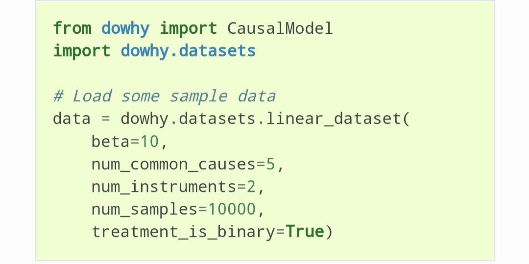 carlcarrie's tweet photo. DoWhy - Low Code Causal Inference in Python as a Microsoft and AWS Collaboration

Article:
https://t.co/DHNrQUxJwS

https://t.co/uy9cvW7tMT

Python GitHub:
https://t.co/XRbE4eBBGs

(Example below shows inference in 4 lines of code) https://t.co/O2Q0arR3p1