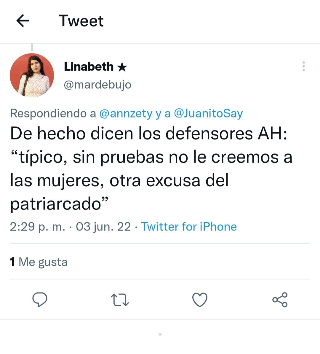 EPA <a href="/JuanitoSay/">Juanito Say</a>  comente y me dieron la fama. Que risa. No es patriarcado es que el proceso legal siempre sigue esos principios, no se tomen las cosas a pecho. No se puede tapar el sol con un dedo.