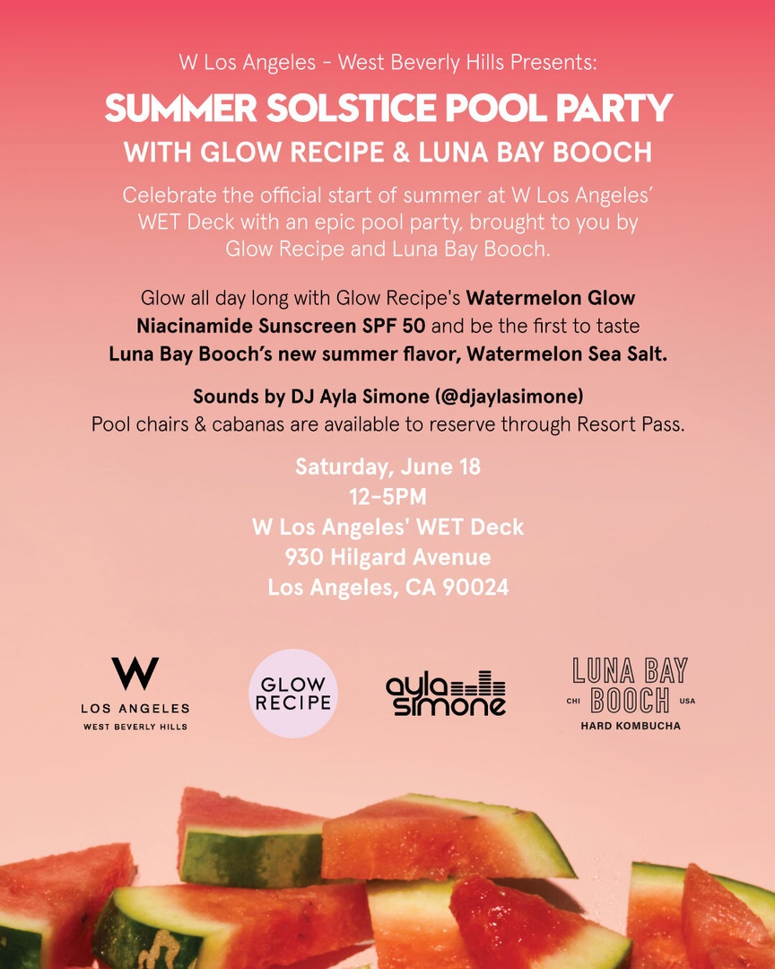 Celebrate the official start of summer at #WETDeck with an epic pool party, brought to you by our friends at @GlowRecipe and @lunabaybooch. With sounds by @DJAylaSimone, it's all going down on Saturday, June 18. For tickets and reservations: bit.ly/SummerSolstice….