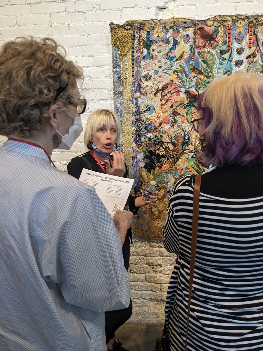 FiberArtIntl's tweet photo. Fiberart Forum today in locations across the city. ~80 Fiberart enthusiasts jumped on a bus this morning for an adventure together. @FiberArtIntl https://t.co/XdWsxWASNf