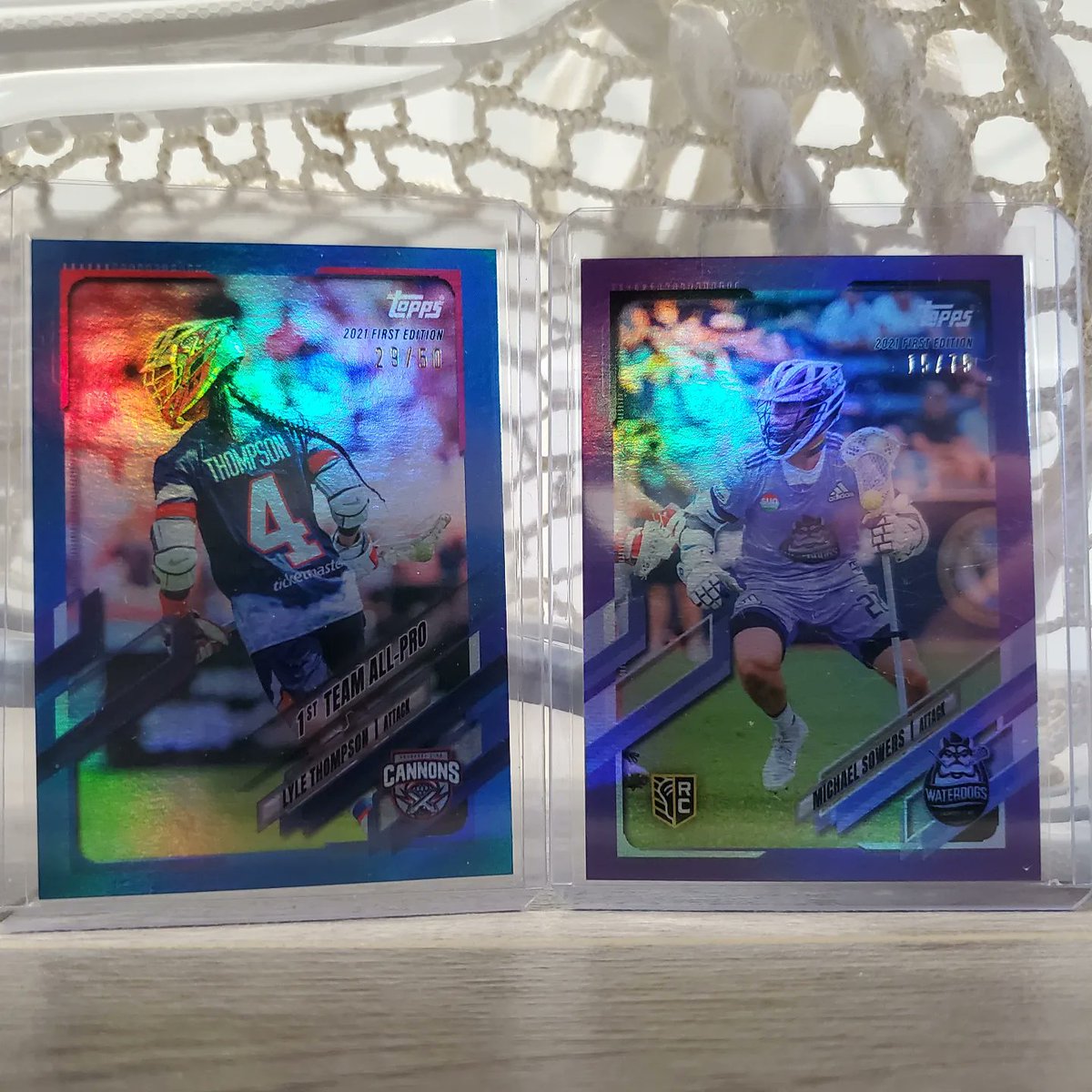 FromTheBenchYT's tweet photo. Opening weekend for the @PremierLacrosse League with the first game under way. Some great matchups so decided to do a @topps head to head (in front of a head)
.
.
#pll #premierlacrosseleague #lacrosse #toppspll #plltopps #topps #laxnation #pllalbany #thehobby #whodoyoucollect https://t.co/OZqSb0ph4Y