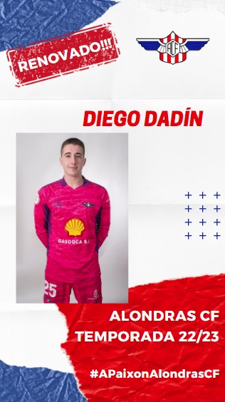 Diego Dadín seguirá defendendo a portería do <a href="/ALONDRAS_C_F/">Alondras CF</a> unha tempada máis!!
