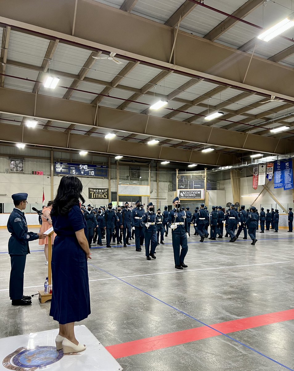 AnitaAnandMP's tweet photo. This morning, I joined the @540GoldenHawks to commemorate their 71st Annual Ceremonial Review. The event marks the completion of the training year and provides an opportunity to celebrate the accomplishments of the squadron. Congratulations to all the cadets on a successful year! https://t.co/BVixVn5Im1