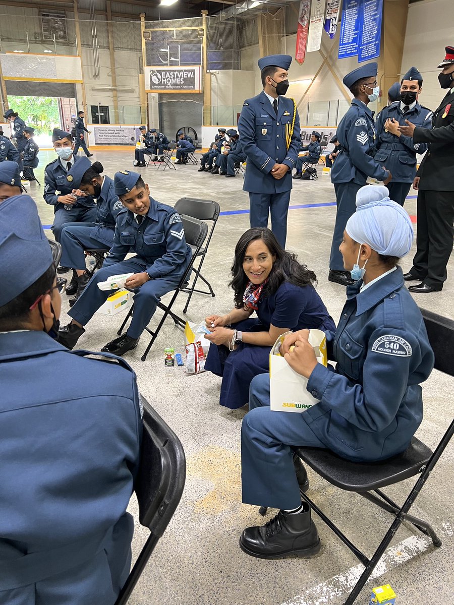 AnitaAnandMP's tweet photo. This morning, I joined the @540GoldenHawks to commemorate their 71st Annual Ceremonial Review. The event marks the completion of the training year and provides an opportunity to celebrate the accomplishments of the squadron. Congratulations to all the cadets on a successful year! https://t.co/BVixVn5Im1