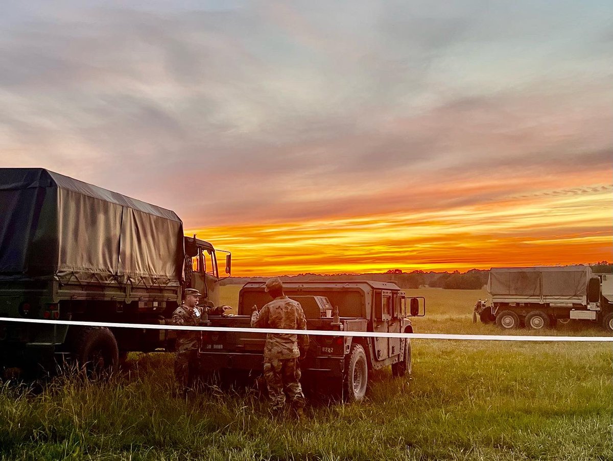 BuzzPolice's tweet photo. Its that time again.. AT. The field always gives great opportunities for beautiful sunsets🌅 

#sunset #lmtv #military #armynationalguard https://t.co/R0fLJAfSRO