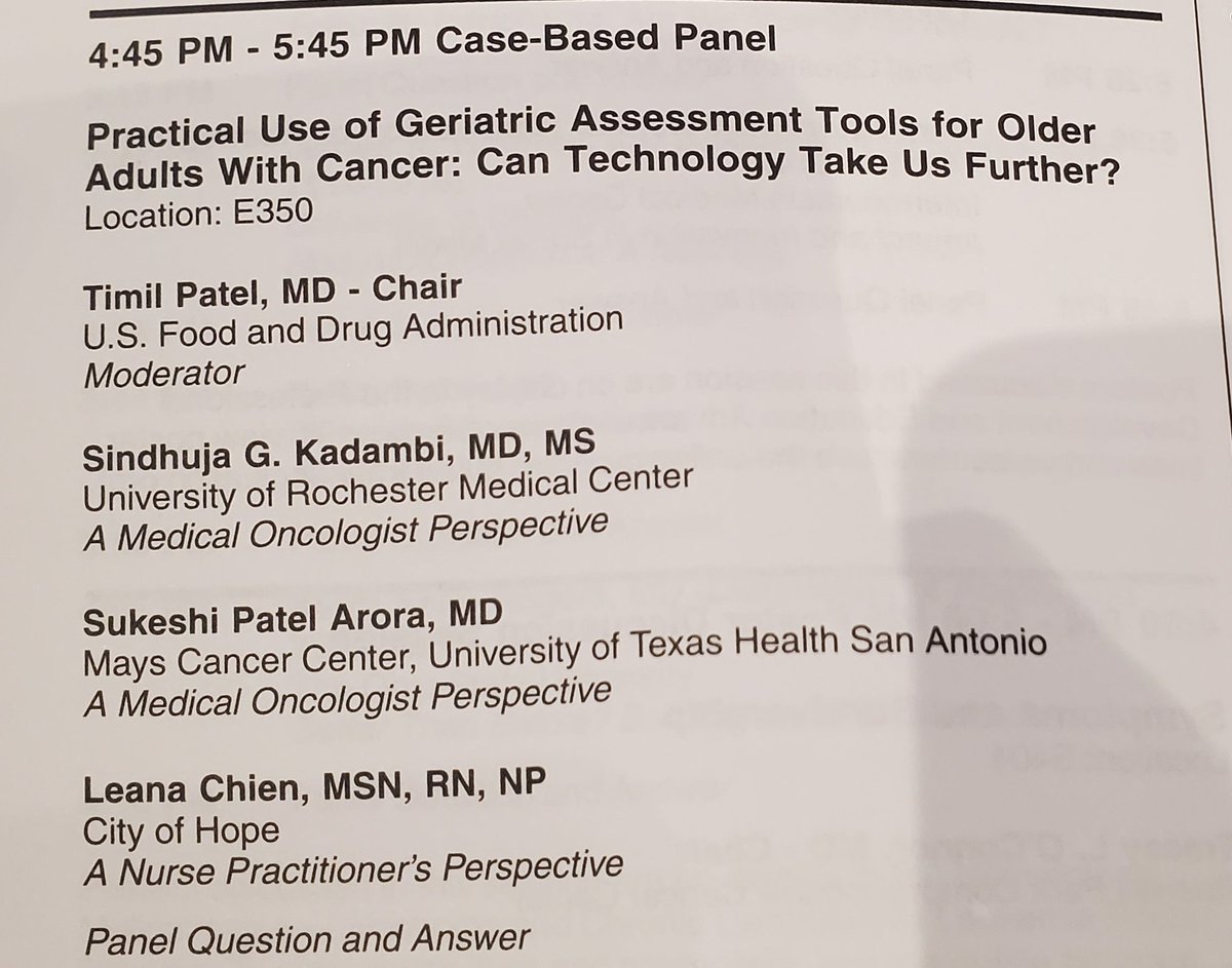 Sukeshi Arora MD (@drsukeshiarora) on Twitter photo Come join us today at 4:45 pm in E350 #ASCO22 to review the practical use of #gerionc assessments with technology. Honored to be participating with <a href="/timilpatel/">Timil Patel, MD</a> <a href="/kgsindhu/">Sindhuja Kadambi</a> <a href="/leanachien/">Leana Cabrera Chien</a> <a href="/myCARG/">Cancer and Aging Research Group (CARG) #GeriOnc</a> @UTHealthSAMDA <a href="/ASCO/">ASCO</a> Come join us today at 4:45 pm in E350 #ASCO22 to review the practical use of #gerionc assessments with technology. Honored to be participating with <a href="/timilpatel/">Timil Patel, MD</a> <a href="/kgsindhu/">Sindhuja Kadambi</a> <a href="/leanachien/">Leana Cabrera Chien</a> <a href="/myCARG/">Cancer and Aging Research Group (CARG) #GeriOnc</a> @UTHealthSAMDA <a href="/ASCO/">ASCO</a>