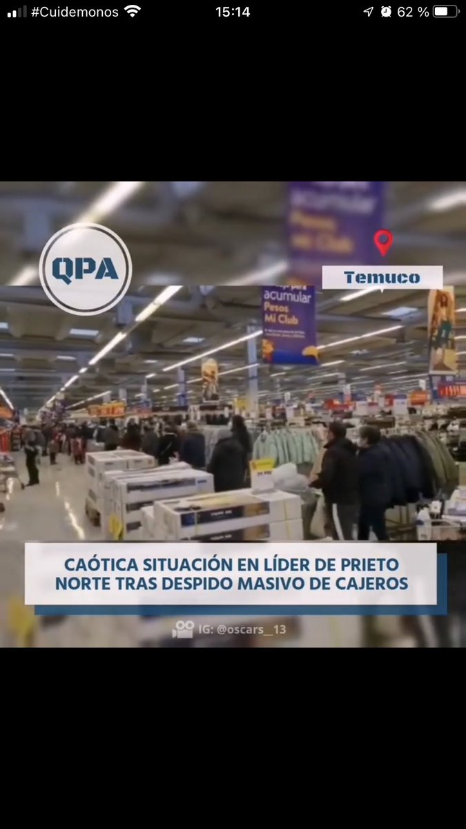 geger's tweet photo. El @LIDERcl tiene la PURA CAGA al despedir a todos los cajeros y dejar solo las cajas de autoservicio, aumentando el tiempo de espera para poder entrar a comprar y después para poder pagar, estas imágenes son de la sucursal de #prietonorte #temuco https://t.co/A5D8w9K8Wh https://t.co/YDPZuo96kn