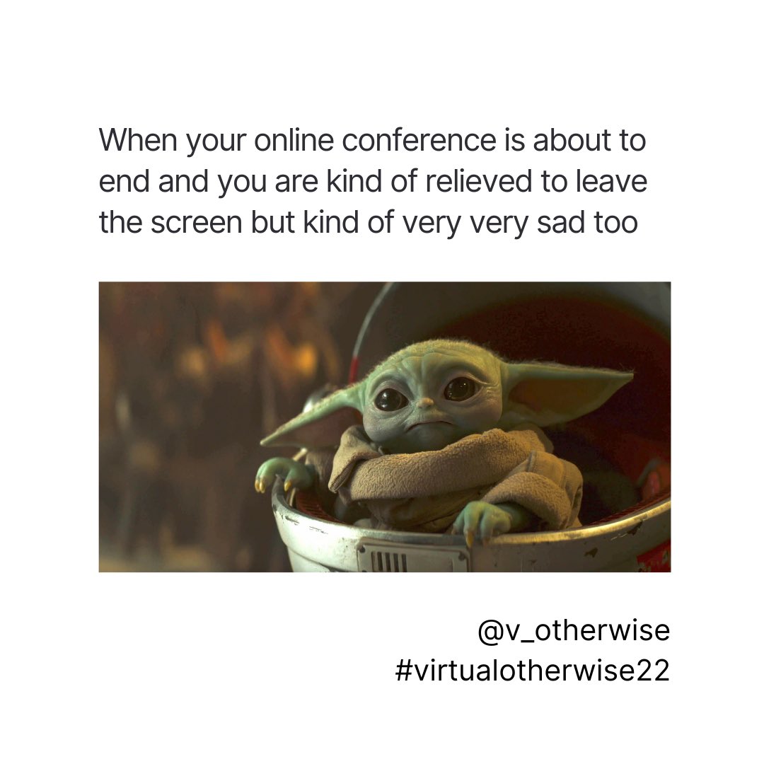 emikostock's tweet photo. When your online conference is about to end and you are kind of relieved to leave the screen but kind of very very sad too @v_otherwise 
#VirtualOtherwise22 #anthrotwitter https://t.co/UtLlw7gOgI