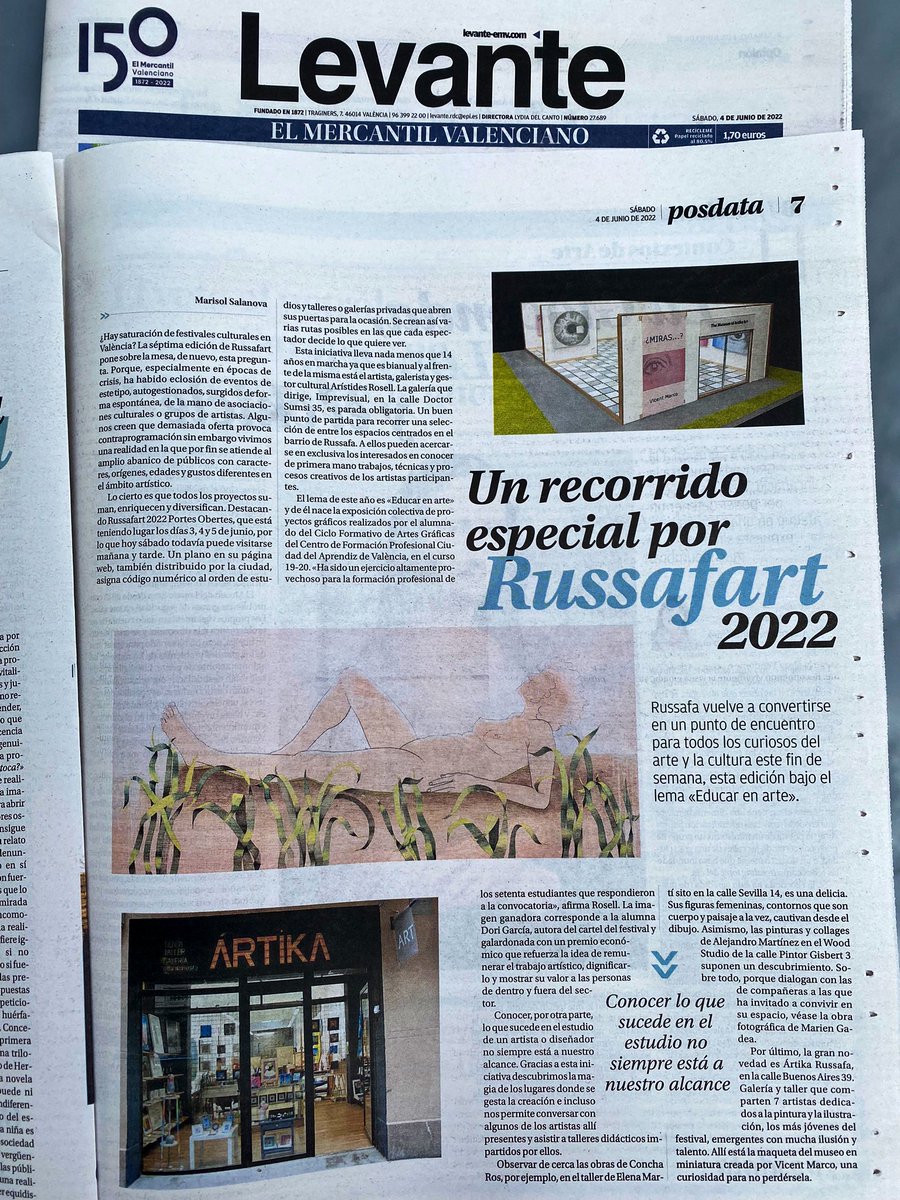 MarisolSalanova's tweet photo. ¿Hay saturación de festivales culturales en #València? Mi crítica sobre #Russafart hoy vía @levante_emv 🗞 https://t.co/UJjjHObInY