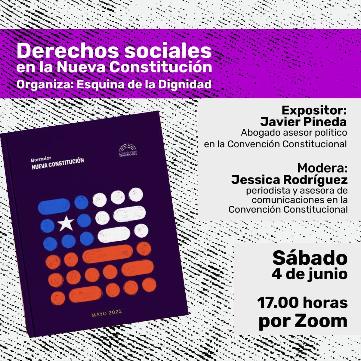 Jessy_R_'s tweet photo. Hoy junto a @javierpineda estaremos informando sobre #DerechosSociales en la #NuevaConstitucion. Solicita el link de acceso por mensaje directo aquí https://t.co/8SR1rDl2Fb https://t.co/GumDA1S6sC
