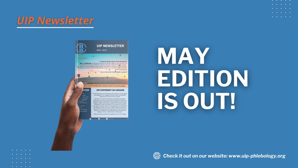 UIPPhlebology's tweet photo. UIP Newsletter: May Edition is out! 🎉⁠
⁠
The May Edition of the UIP Newsletter has already been released in two versions: English and Spanish!⁠
⁠
Visit our website to check it out: https://t.co/6r8sSZgzGL
⁠
#UIP #Phlebology #Newsletter #flebologia https://t.co/1Oy2NoNPuU