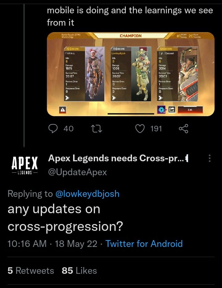 Apex Legends needs Cross-progression🍥 on X: The last time I