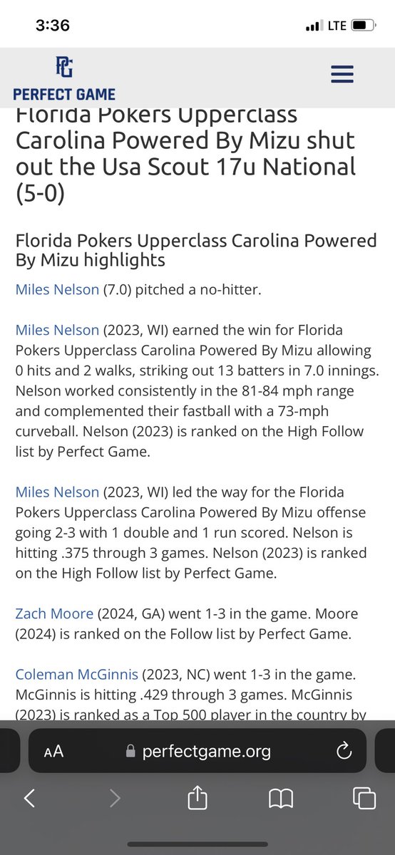 Miles Nelson (@milesnelson__) on Twitter photo Statline from Todays Game
Pitching: 7.0IP 13Ks 2BB No Hitter Hitting: 2-3 1B 2B <a href="/PG_Uncommitted/">PG_Uncommitted</a> <a href="/PG_WiscMinn/">PG Wisconsin and Minnesota</a> <a href="/GRBRays/">GRB RAYS BASEBALL</a> <a href="/FloridaPokers/">Florida Pokers</a> <a href="/MBPTakeover/">Minority Baseball Prospects</a> <a href="/_TAPTRAINING/">Total Athlete Performance</a> Video Below👇👇👇 Statline from Todays Game
Pitching: 7.0IP 13Ks 2BB No Hitter Hitting: 2-3 1B 2B <a href="/PG_Uncommitted/">PG_Uncommitted</a> <a href="/PG_WiscMinn/">PG Wisconsin and Minnesota</a> <a href="/GRBRays/">GRB RAYS BASEBALL</a> <a href="/FloridaPokers/">Florida Pokers</a> <a href="/MBPTakeover/">Minority Baseball Prospects</a> <a href="/_TAPTRAINING/">Total Athlete Performance</a> Video Below👇👇👇