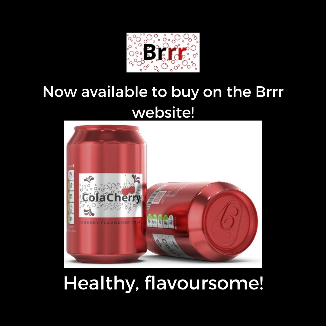 Brrr_official's tweet photo. "ColaCherry", our new product! It's only £4.00! "ColaCherry" is available to buy on the Brrr website! Link in bio."ColaCherry" is sold in packs of 12. #softdrinks #cherrycola #healthysoftdrinks #Brrr🍒🥤 https://t.co/8cgpzMf8ee