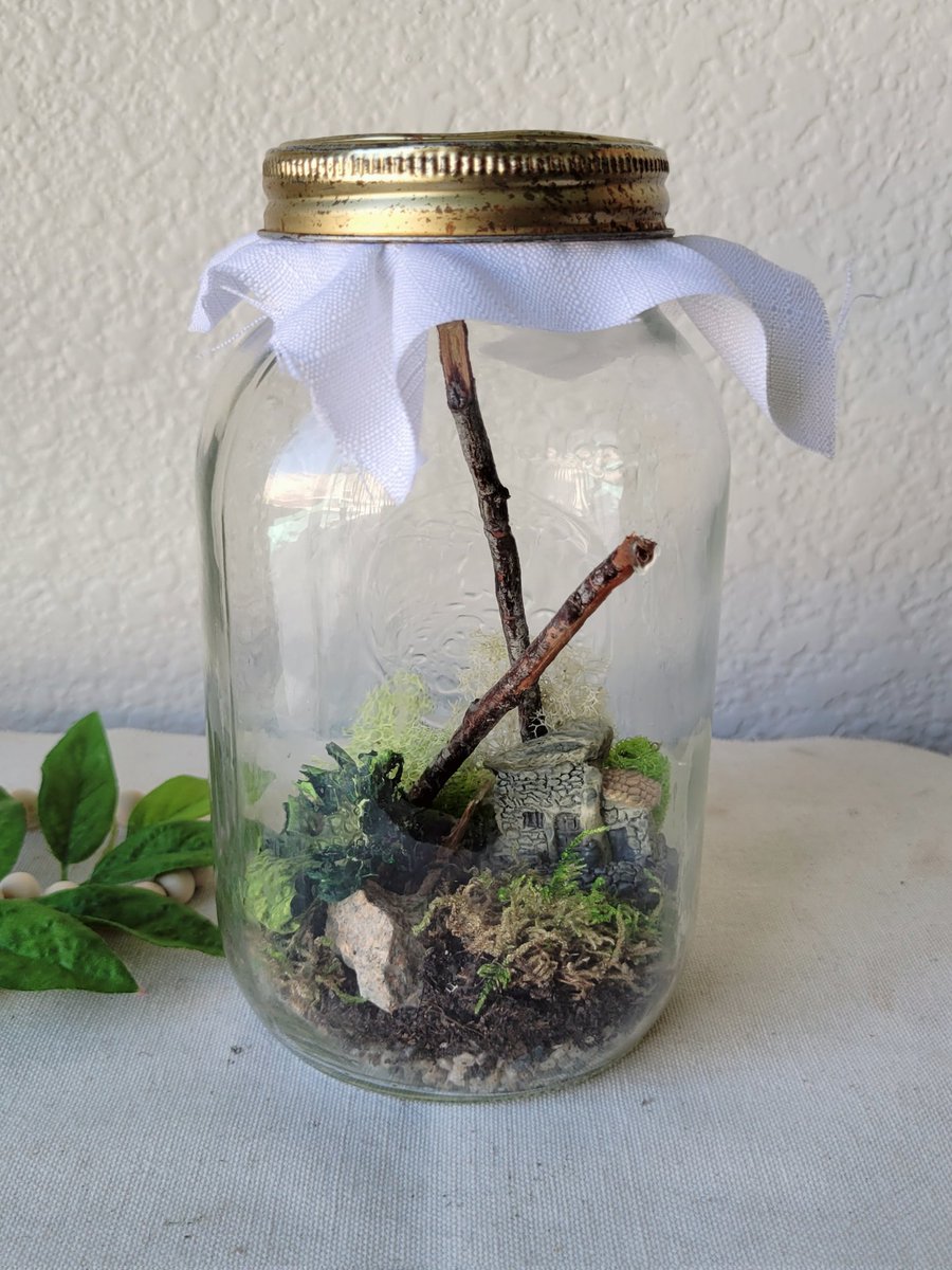 CraftsIdfk's tweet photo. Get your own Slice of Paradise 🌱 a little hut nestled in the woods is the perfect escape from whatever is happening 
#terrarium #glassjar #moss #sliceofparadise #beautiful #outdoors https://t.co/ey5gAk3GvN