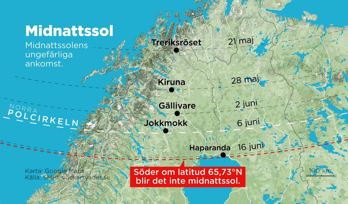 De middernachtzon is er weer. Hoe noordelijker des te langer is het verschijnsel zichtbaar bit.ly/3zduEOJ