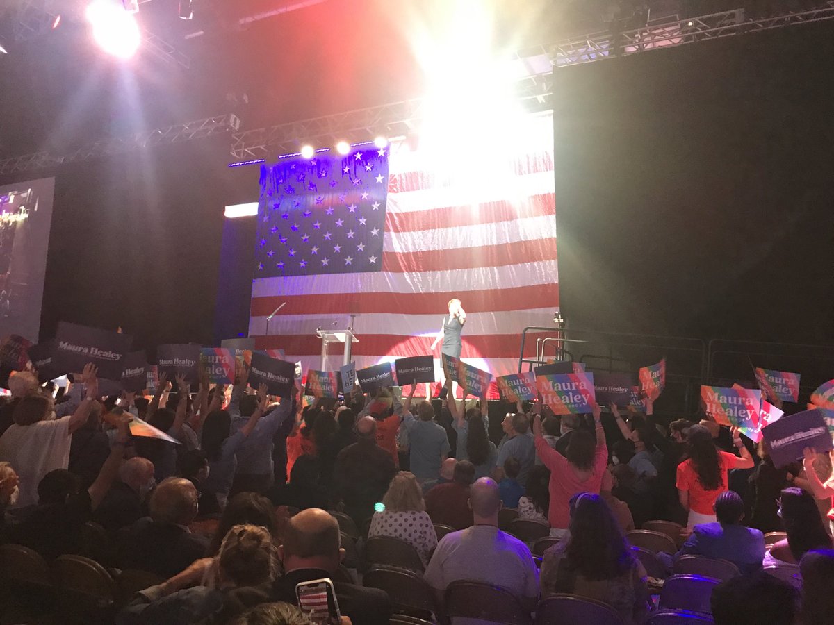 amyrgoldstein's tweet photo. Awesome #MassDemsConvention &amp; inspiring speech by our next  Governor ⁦@maura_healey⁩ https://t.co/Q689MrZ4e0