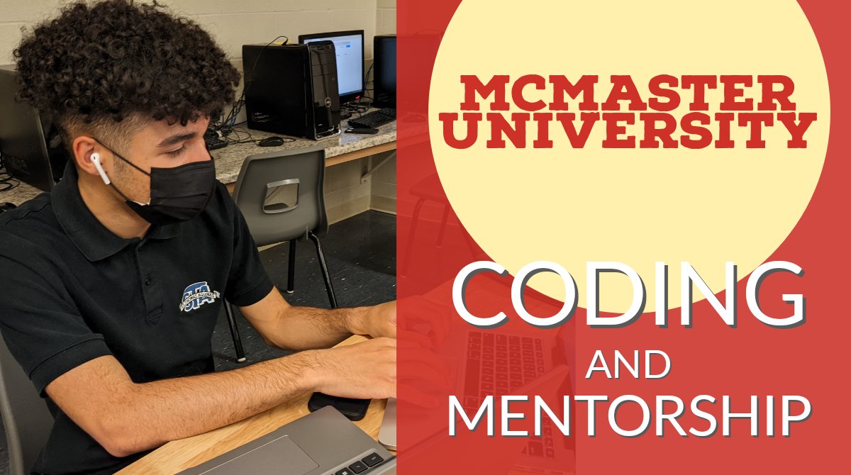 Gabriel is 1 of 6 STA mentors being led by McMaster CS students to help elementary students learn to code.
