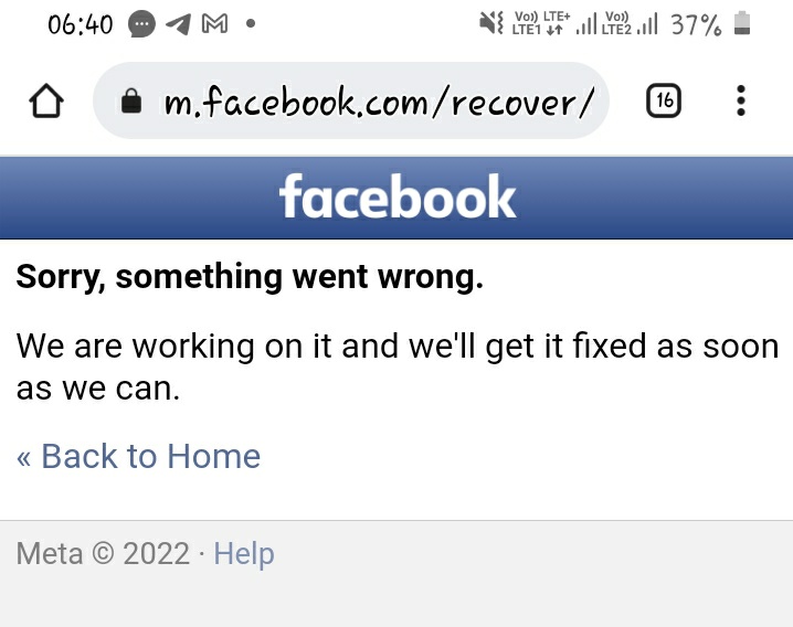 mousmiguru's tweet photo. World's most Bullsh*t SupportSystem/HelpCenter/ is @facebook help
From last 2 years, I am trying to recover my Facebook account🤬 I enter right OTP but they said "sorry something went wrong, we are working on it" from last 2 years. You are 101% right @elonmusk #uninstallfacebook https://t.co/vVRM4bbMnn