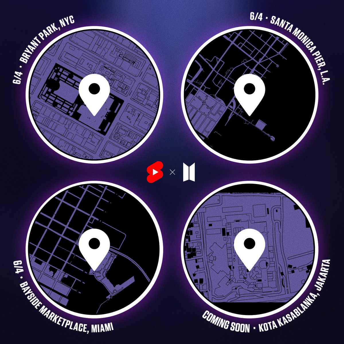 hey ARMY! see anything that reminds you of #BTS pop up at these locations? 👀 send pics and maybe we'll RT