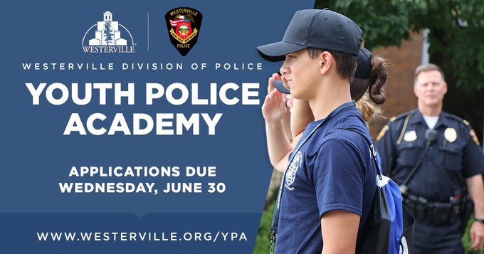 tellwesterville's tweet image. Students ages 14+ who have completed the 8th grade are invited to apply for the next Westerville Youth Police Academy taking place July 18-22. Students learn the basics of law enforcement and service to the community from @WestervillePD. Apply by June 30: westerville.org/ypa.