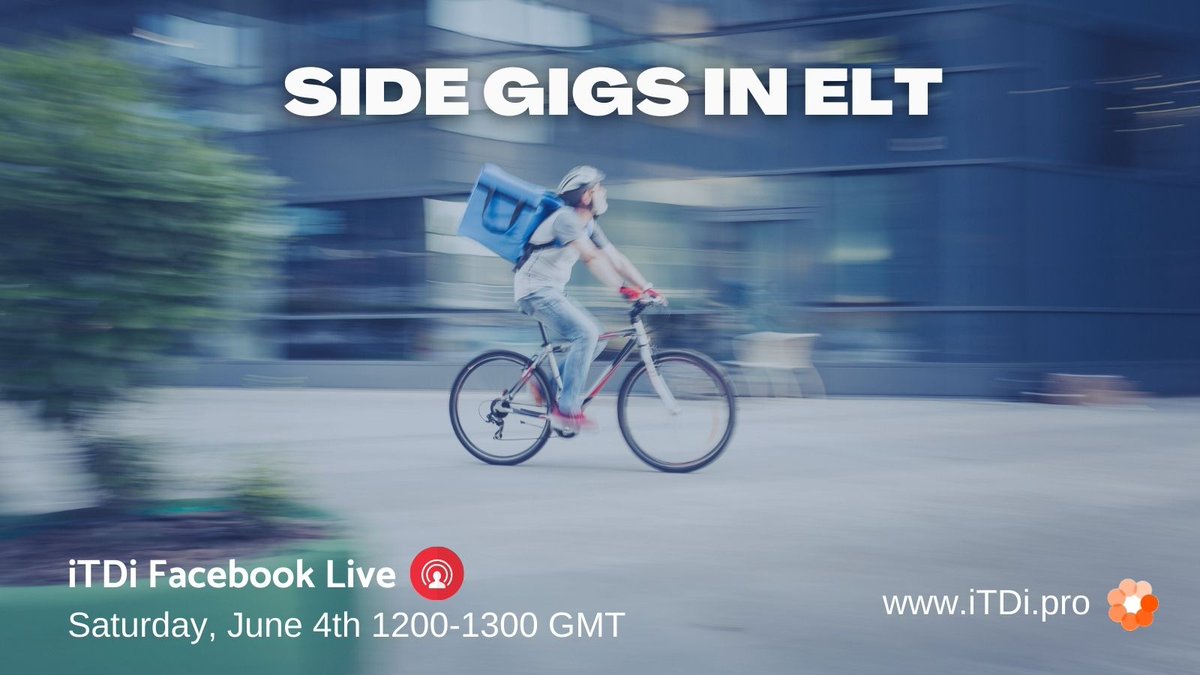 Did you miss the #FacebookLive about Side Gigs in #ELT? Here's the recording: facebook.com/iTDi.Pro/video… (P.S. We have a course coming up in July about Self-Publishing, with <a href="/DorothyZemach/">Dorothy Zemach</a>. That's one of our favorite side gigs! itdi.pro/community/cour…)