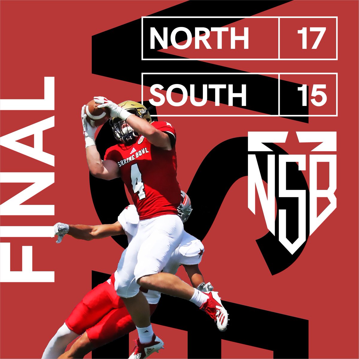 NEShrineBowl's tweet photo. #NSB64 is in the books and it's the North over the South 17-15. #MoreThanAGame https://t.co/mkRA7Gu23f