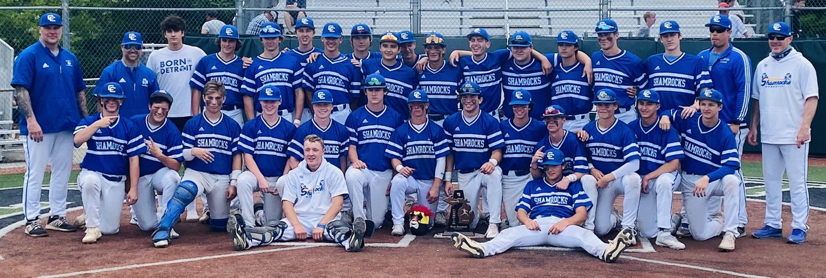 DETROITCCAD's tweet photo. DISTRICT CHAMPIONS!!

The Shamrocks of @DCCBaseball1 defeat South Lyon East 11-5 to advance to next week’s regional.  

Congrats to the team, coaches, and families.  Hats off to the Wildcats and Cougars on 2 battles!!

#CCpride #WoodenMittens @CoachWigginsDCC w/ the 🔥 updates https://t.co/CyItuSl1II