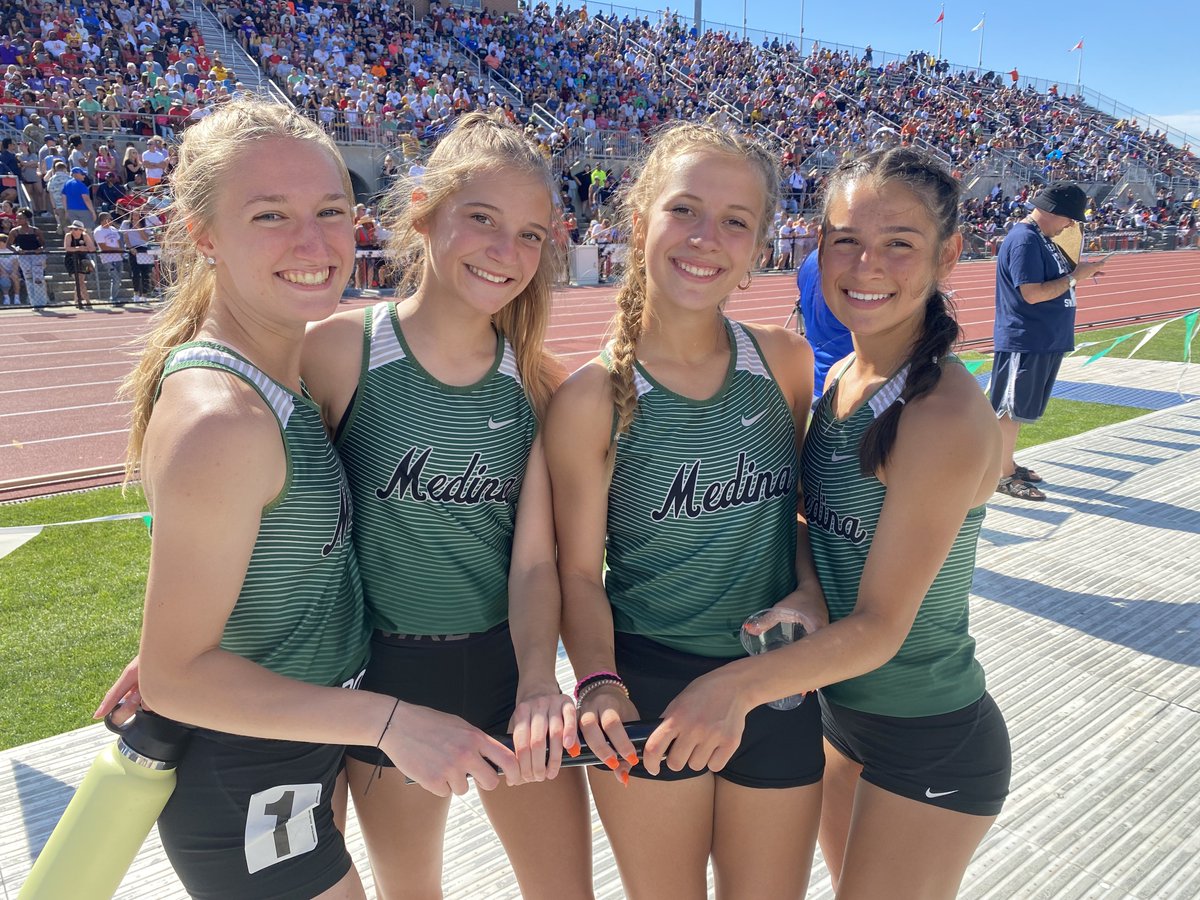 G-TR: <a href="/medinaathletics/">Medina Athletics</a> finished 6th in the 4x200-meter relay at the <a href="/OHSAASports/">OHSAA Sports</a> Division I state meet. Senior <a href="/HannahNeiger/">Hannah Neiger</a>, sophomore <a href="/PaigeNosse/">paige</a>, junior <a href="/kaylaperfect_/">Kayla Perfect</a> and senior <a href="/RachelS04914536/">Rachel Smith</a> comprised the podium-worthy squad.