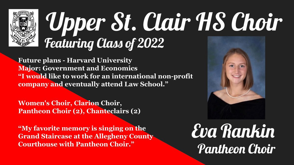 MillieMouse4's tweet photo. Celebrating our 2022 Upper St. Clair HS Choir Seniors! Congratulations, Eva! ❤️ #uschschoir https://t.co/JK7my3ZkvF
