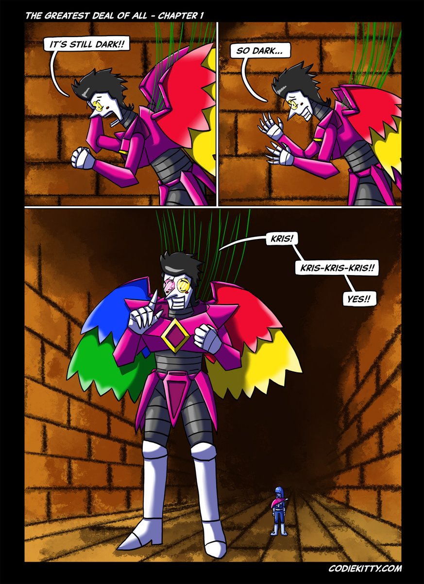 Codiekitty's tweet image. The Greatest Deal of All - Chapter 1 Pages 1 &amp;amp; 2
#deltarune #spamton #spamtonneo #greatestdealofall

codiekitty.com/Comics/Greates…
codiekitty.com/Comics/Greates…