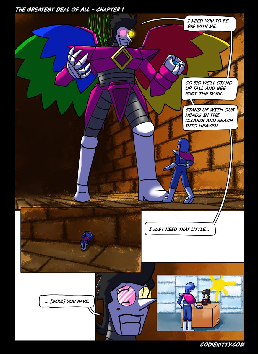 Codiekitty's tweet image. The Greatest Deal of All - Chapter 1 Pages 1 &amp;amp; 2
#deltarune #spamton #spamtonneo #greatestdealofall

codiekitty.com/Comics/Greates…
codiekitty.com/Comics/Greates…